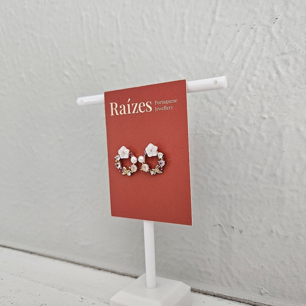 NWT Raízes Portuguese Jewellery Butterfly And Floral Wreath Style Earrings - Picture 4 of 6